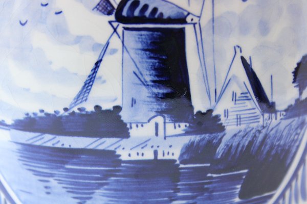 Vases Vintage Céramique Bleu et Blanc Porcelaine Fleur