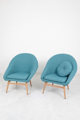 Sedia a conchiglia con rivestimento blu azzurro, anni '60 in vendita su  Pamono