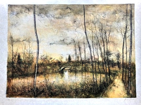 Bernard Gantner, The Bridge, Handsigned Lithograph on Japan Paper