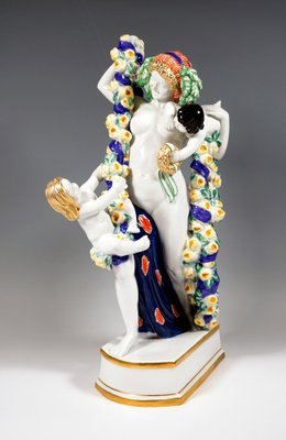 Large Art Nouveau Meissen Figure Flora with Cupids by Emmerich