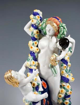Large Art Nouveau Meissen Figure Flora with Cupids by Emmerich