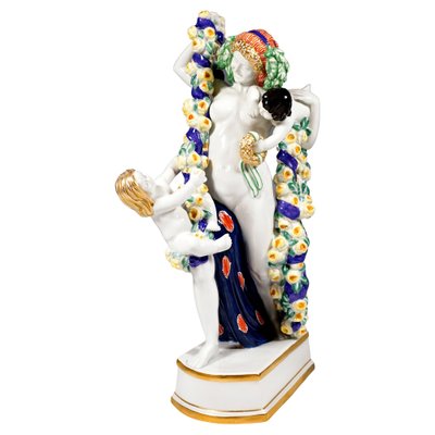 Large Art Nouveau Meissen Figure Flora with Cupids by Emmerich
