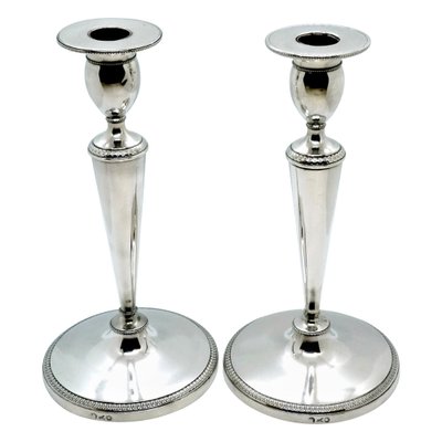 Italienische Empire Kerzenständer aus Silber, Mailand, 1810er, 2er Set