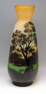 Art Nouveau Glass Landscape Vase by Emile Gallé for Gallé