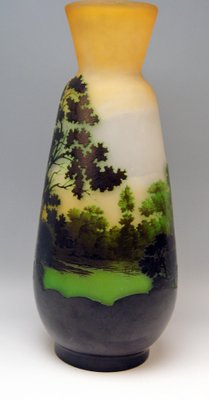 Art Nouveau Glass Landscape Vase by Emile Gallé for Gallé