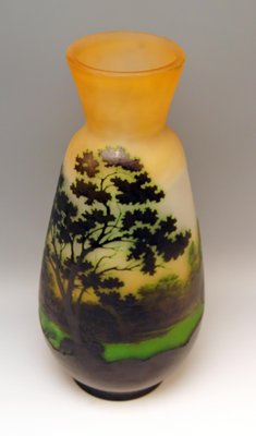 Art Nouveau Glass Landscape Vase by Emile Gallé for Gallé