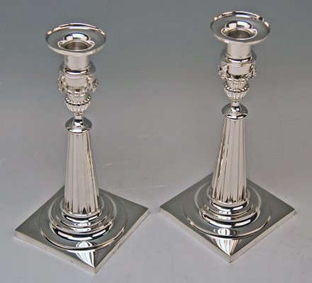 Silberne Kerzenständer von Haller, Augsburg, 2 . Set