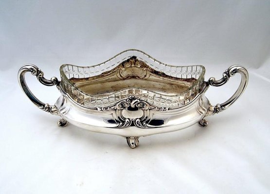 Art Nouveau Silver Jardinière with Cut Glass Liner from Theodor Müller,  Germany, 1890s