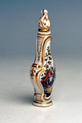 Rocaille en Miniature Scent Bottle with Watteau Decor from Meissen