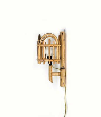 Wandlampe aus Rattan und Bambus im Stil von Louis Sognot, Italien, 1960er  bei Pamono kaufen