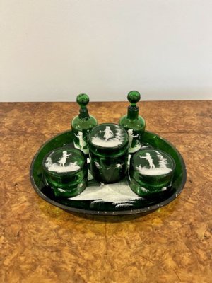 Victorian Green Dressing Table Set by Mary Gregory, 1860s, Set of 6 for  sale at Pamono