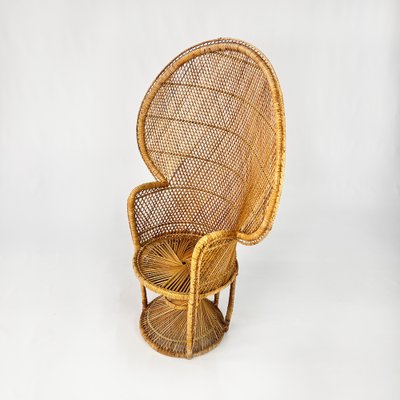 Vintage Rattan and Wicker Peacock Chair 1970s for sale at Pamono