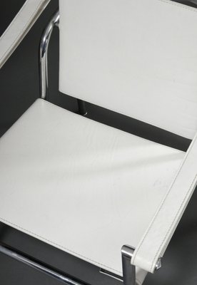 White Leather LC1 Basculant Chair by Le Corbusier, Pierre White Leather LC1 Basculant Chair by Le Corbusier, Pierre