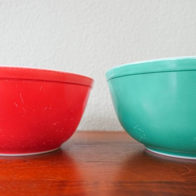 Pyrex, Primary Mixing Bowls (4 Bowls Only with Numbers)
