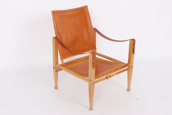 Safari Chair with Natural Leather by Kaare Klint for Rud
