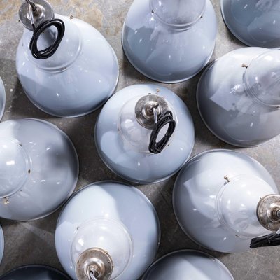 Double Domed Benjamin Enamelled Pendant Lamp, 1950s for sale at Pamono