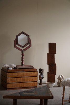 Swedish Folk Art Table Mirror in Pine 1940s