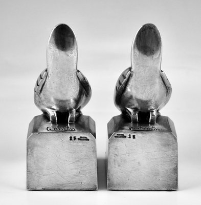 Art Deco Bronze Bird Bookends by C. Omin, 1925, Set of 2 for Art Deco Bronze Bird Bookends by C. Omin, 1925, Set of 2 for
