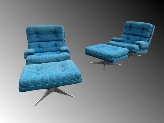 Vintage Chairs with Foot Stool by Howard Keith for Heals 1960s