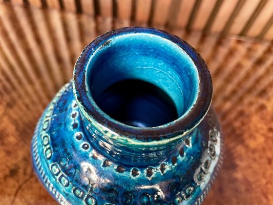 Italian Rimini Blu Glazed Ceramic Vase by Aldo Londi for Bitossi