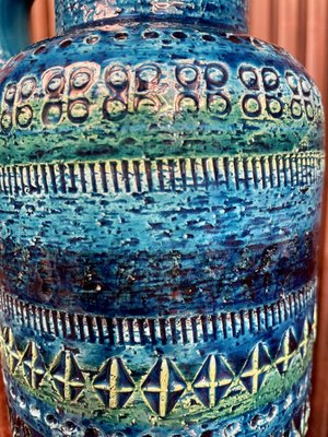 Italian Rimini Blu Glazed Ceramic Vase Jar by Aldo Londi for