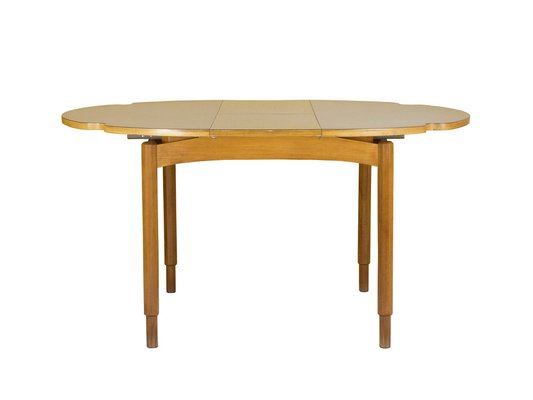 Italian Extendable White Plastic Laminate Wood Dining Table 1960s
