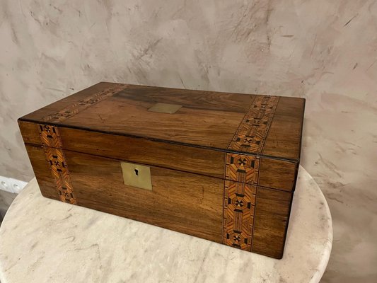 19th Century French Writing Box in Walnut and Brass for sale at Pamono