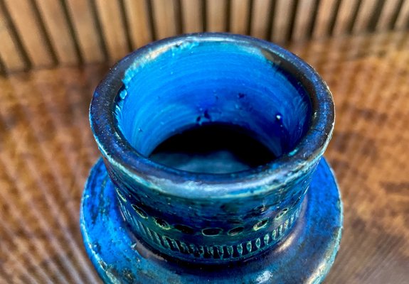 Rimini Blu Glazed Ceramic Vase by Aldo Londi for Bitossi, Italy