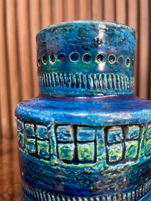 Rimini Blu Glazed Ceramic Vase by Aldo Londi for Bitossi, Italy