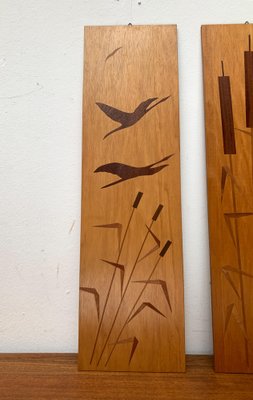 Targhe da parete Mid-Century minimaliste in legno, anni '60, set