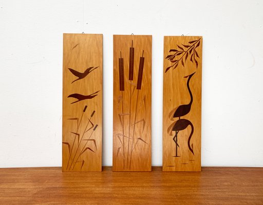 Targhe da parete Mid-Century minimaliste in legno, anni '60, set di 3 in  vendita su Pamono