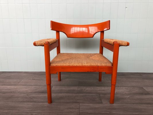 Italian Armchair in Beech and Straw in the style of Cassina Italian Armchair in Beech and Straw in the style of Cassina