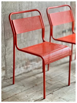 Red metal sale patio chairs