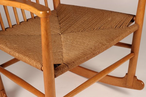 Danish Cord and Beech Rocking Chair, Denmark 1940s (sold) — H. Gallery
