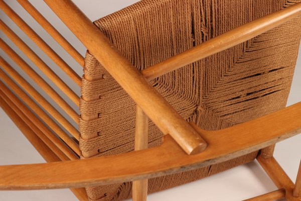 Danish Cord and Beech Rocking Chair, Denmark 1940s (sold) — H. Gallery