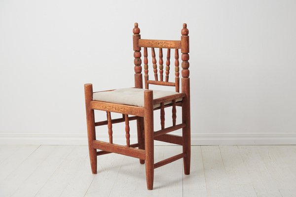 Unusual Swedish Antique Decorated Folk Art Chair for sale at Pamono