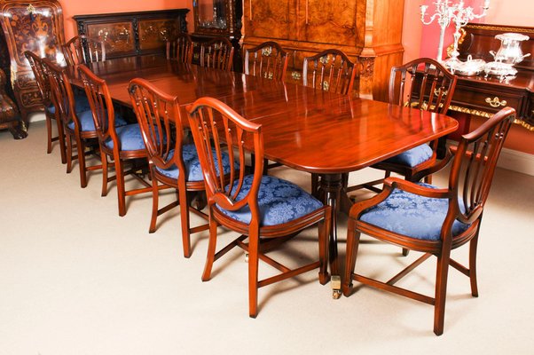 Antique Regency Revival Triple Pillar Dining Table 19th Century for sale at Pamono