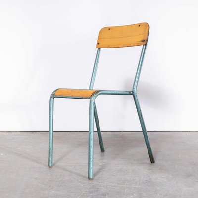 French D Back Aqua Stacking Dining Chairs from Mullca 1950s Set