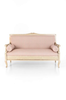 Antique Gustavian Sofa in Pink Linen 1890s for sale at Pamono