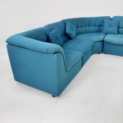 Mid Century Blue Modular Sofa 1970s Set of 4 for sale at Pamono