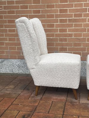 White Boucl Lounge Chairs 1950s Set of 2 for sale at Pamono