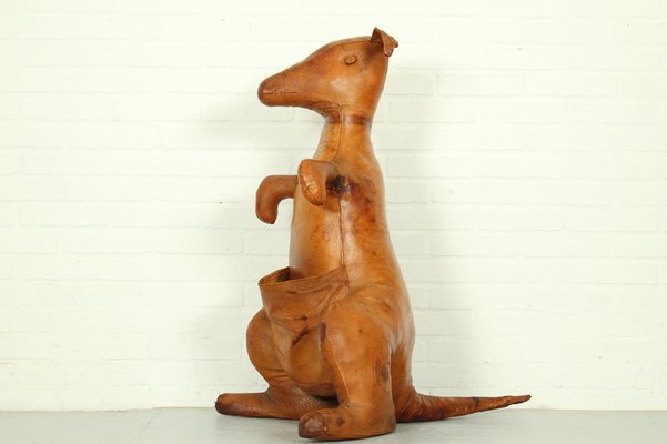 Leather Kangaroo Magazine Stand attributed to Dimitri Omersa
