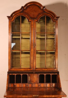 19th Century English Glazed Secretaire Bookcase in Walnut for sale at Pamono | Vitrinenschränke