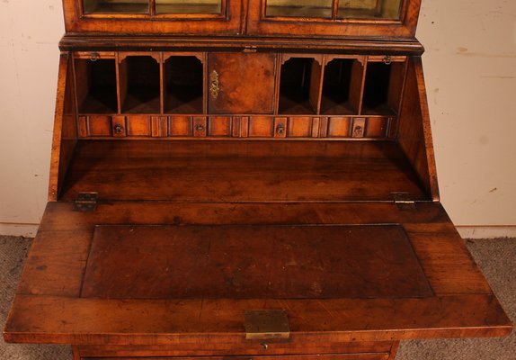 19th Century English Glazed Secretaire Bookcase in Walnut for sale at Pamono