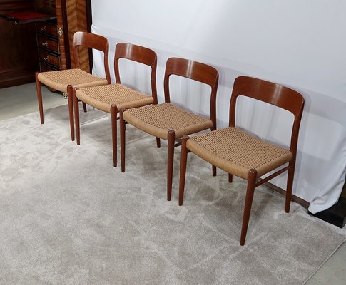 Model 75 Dining Chairs by Niels Otto Moller, Denmark, 1960s, Set