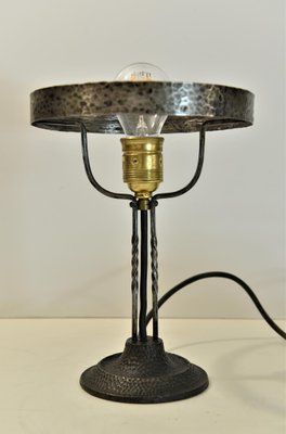 schuur Purper naast Art Nouveau Wrought Iron and Glass Table Lamp Jugendstil, Sweden, 1920s for  sale at Pamono