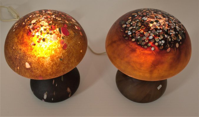 Mushroom-Shaped Glass Table Lamps by Monica Backström for Kosta