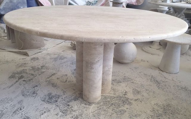 Round dining table sale stone