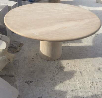Cream Travertine Round Dining Table from My Habitat Design for