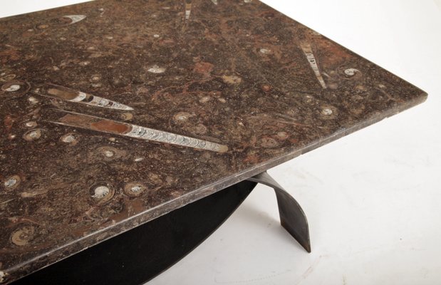 Modernist Coffee Table With Fossil Stone Top 1980s For At Pamono Modernist Coffee Table With Fossil Stone Top 1980s 3